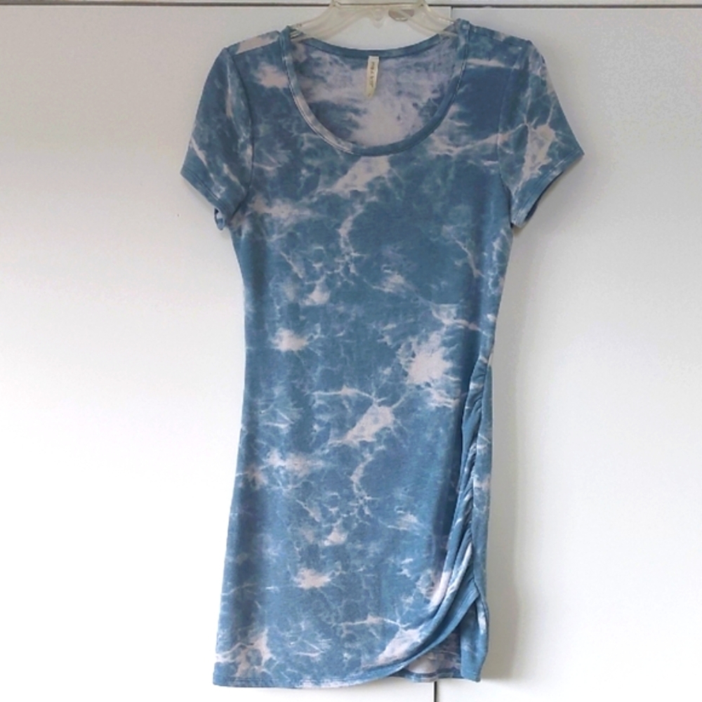 Mia & Tess Blue Tie-Dye T-shirt Short Sleeve Dress